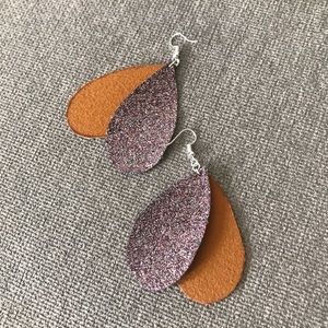 Rain drop glittered earrings